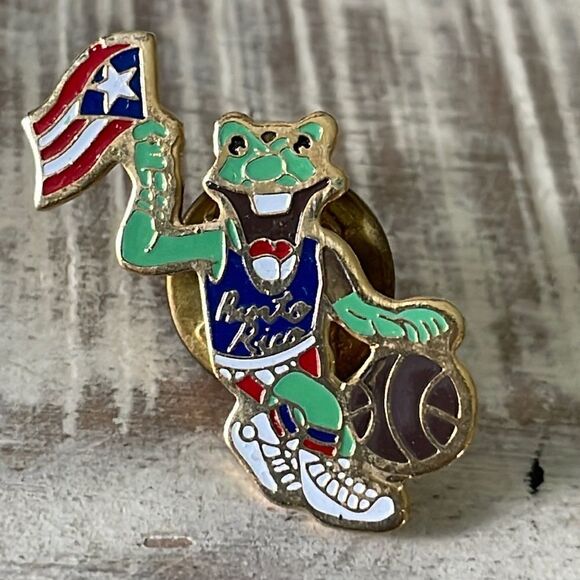 Vintage Puerto Rican Basketball Frog with Flag rl - Picture 1 of 1